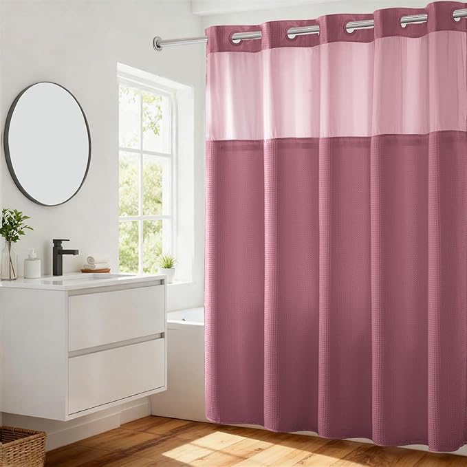 River Dream Heavyweight No Hooks Required Dotted Waffle Weave Shower Curtain - by RiverDream