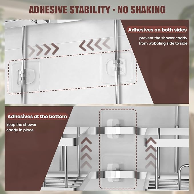 REINHARDT Adjustable Shower Caddy Hanging Rustproof Shower Caddy - Image 7