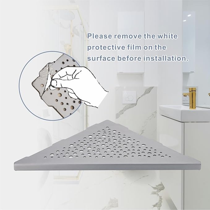 10" Brushed Nickel Corner Shower Shelf, No Drill 304 Stainless Steel Recessed - Image 5
