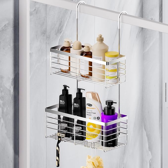 SHANSHUI Shower Hanging Caddy, Double Bathroom Showers Organizer Basket - Image 7
