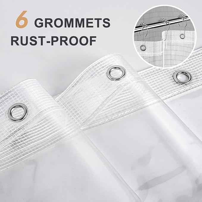 AmazerBath Heavy Duty Stall Shower Curtain Liner 12 Gauge, 36 x 72 Inches Clear - Image 3