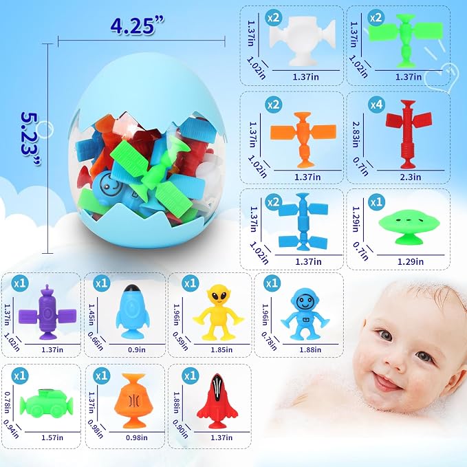 Suction Bath Toys for Kids, Silicone Suction Cup Toys, Sensory Window Building - Image 6