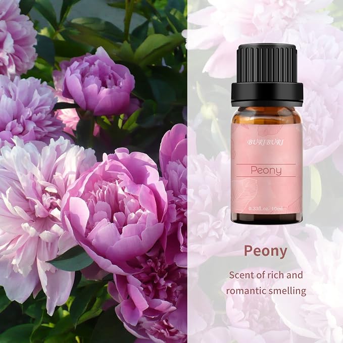BURIBURI Rose Oil and Peony Essential Oil Set 2 Pack, 100% Pure Diffuser Rose - Image 2
