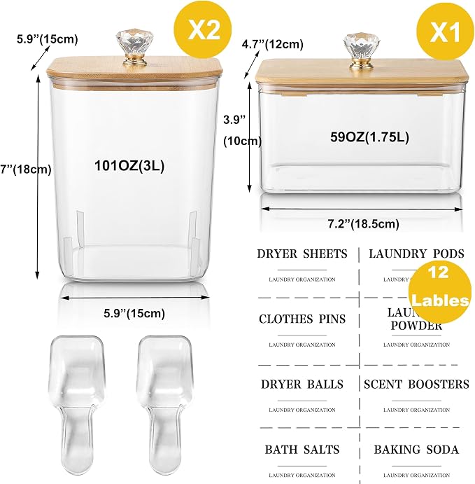 3 Pack Large Laundry Powder Container and Dryer Sheet Holder - Image 2