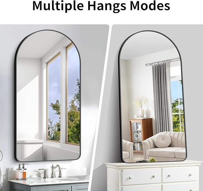 GLASHOM Arched Bathroom Mirror, Wall Mounted Mirror, Living Room, Vertically - Image 4