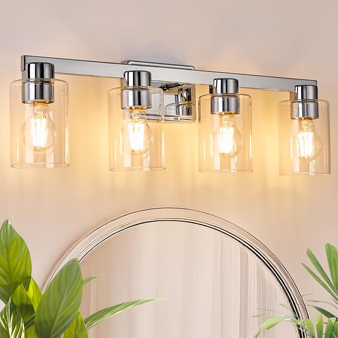 4-Light Bathroom Light Fixtures Modern Chrome Vanity Lights - Image 2