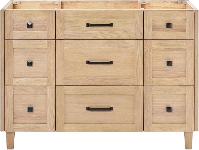 ARIEL Monroe 48 inch Bathroom Vanity Without Sink in White Oak, Bathroom Base by Ariel