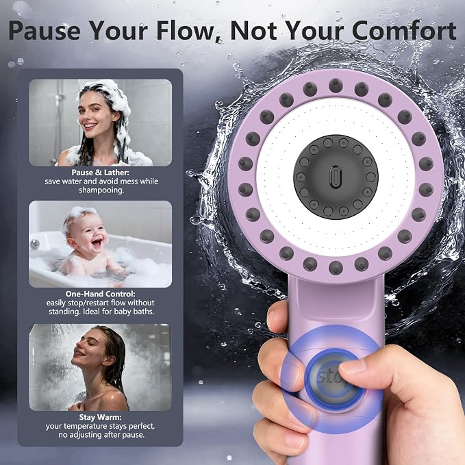 Filtered Shower Head with Handheld, High Pressure Water Flow and Multiple Spray - Image 5