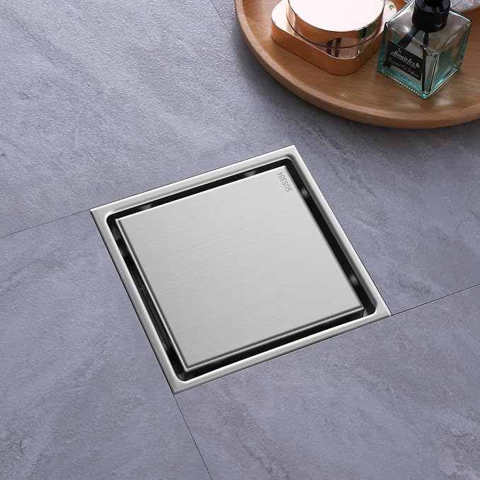 Hidden Brushed Square Shower Floor Drain, 304 Stainless Steel, - Image 8