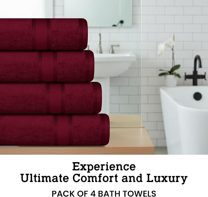 Casa Lino Burgundy Bath Towels Set of 4 - Image 3