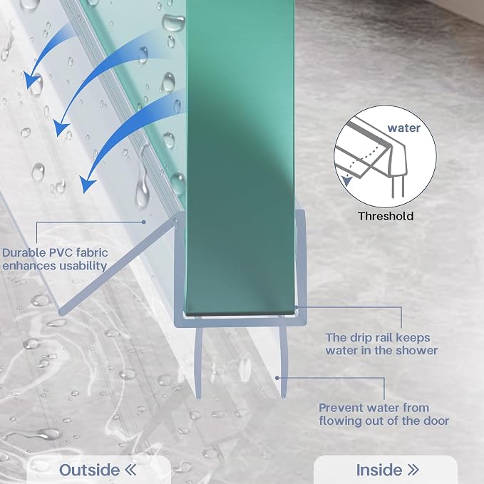 2-Pack Shower Door Bottom Seal, Ultra Clear Glass Shower Door Seal Strip - Image 5