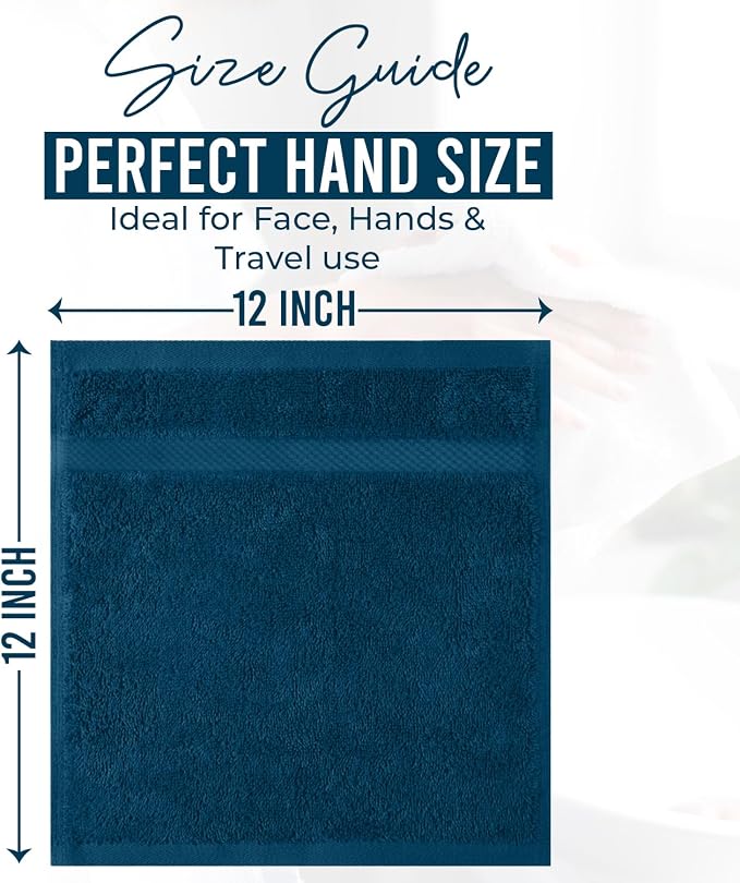 DAN RIVER 12-Pack Premium 100% Cotton Blue Opal Face Towels – Reusable Face - Image 2