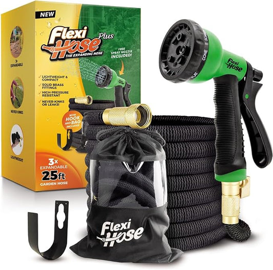 Flexi Hose PLUS with 8 Function Nozzle Expandable Garden Hose, Lightweight & by FlexiHose