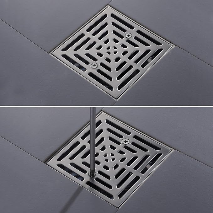 4-1/4"Square Brushed Nickel Shower Drain，Base - Image 2