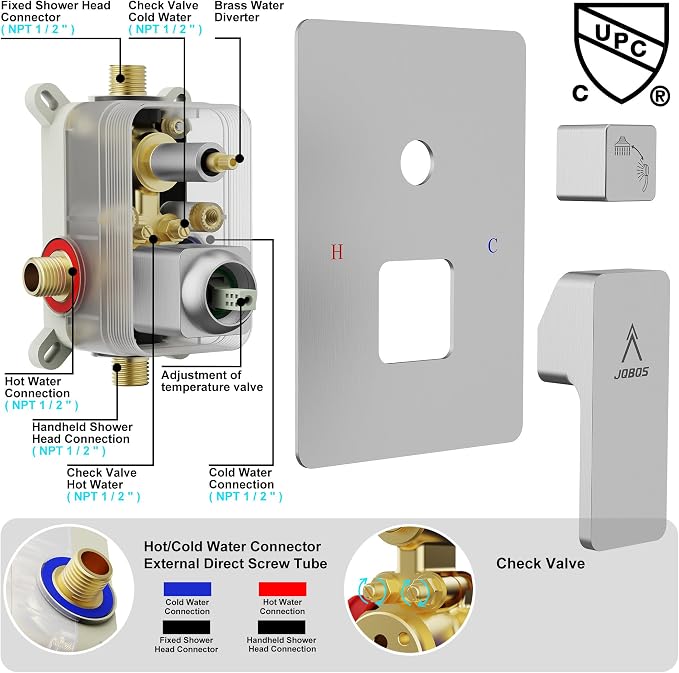 Rain Shower System 12IN Modern Brass Faucet Set - Image 7
