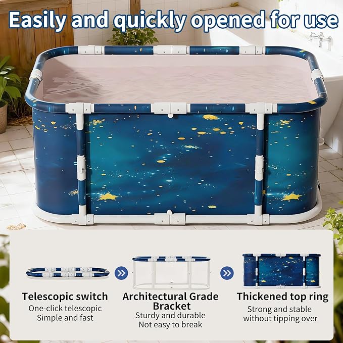 Portable Foldable Ice Bath Tub, Large Portable Soaking Bath Tub - Image 4