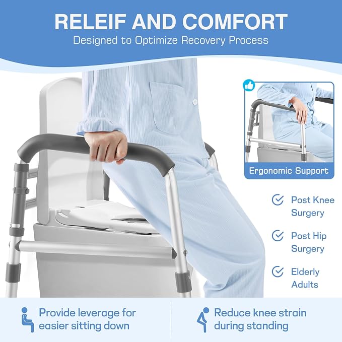 TABEKE Toilet Safety Rails for Seniors, Adjustable Height & Width Toilet Safety - Image 7
