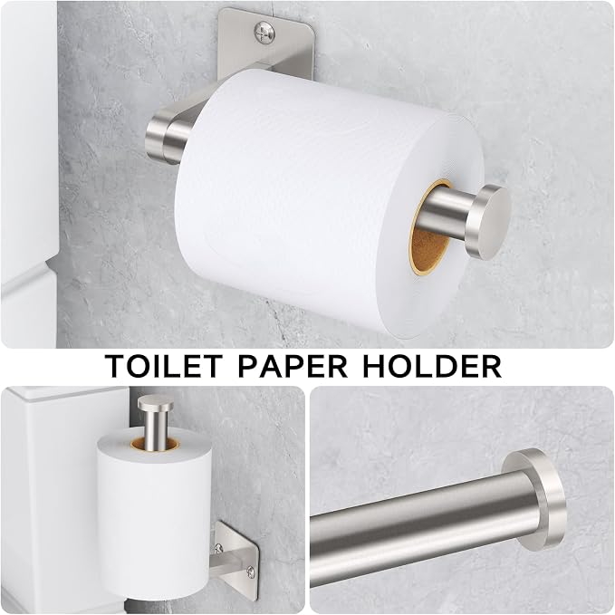 Brushed Nickel Bathroom Accessories Set, 4 Pieces Bathroom Hardware Set - Image 4