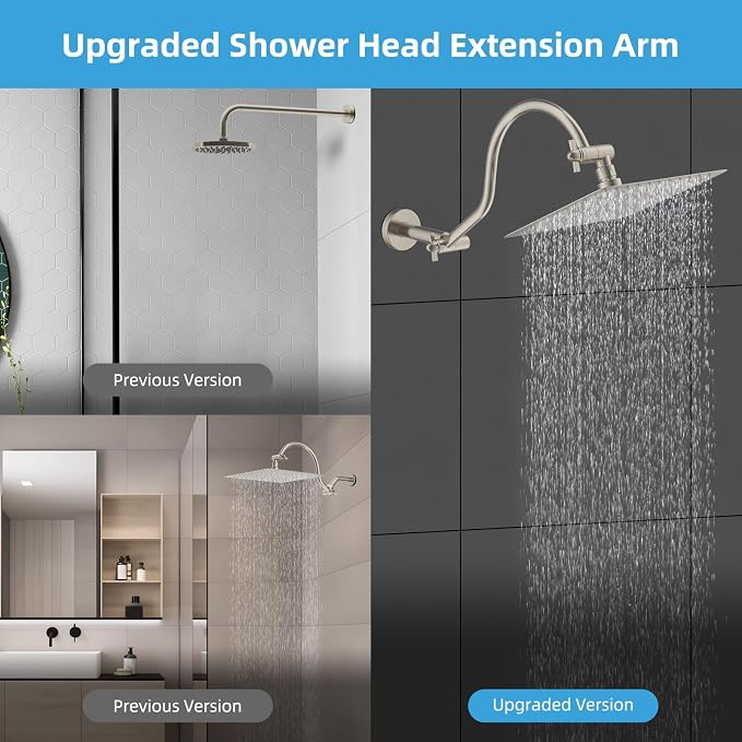 Hibbent All Metal Upgraded 18'' Shower Head Extension Arm, Shower Arm - Image 2