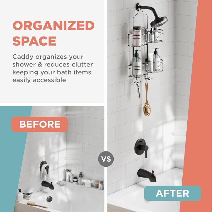 Zenna Home Modern Bronze Expandable Rust-Resistant Over-the-Shower Caddy - Image 6