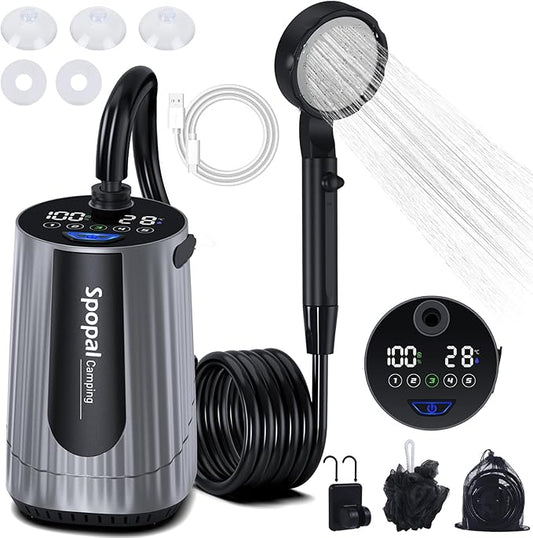 Portable Shower for Camping, 10000mAh Rechargeable Camping Shower by Spopal