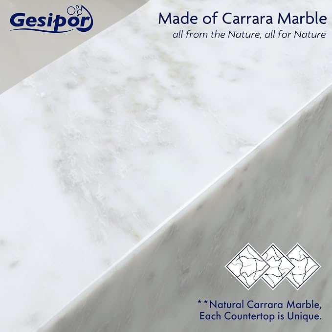 GESIPOR Bathroom Carrara Marble Vanity - Image 3