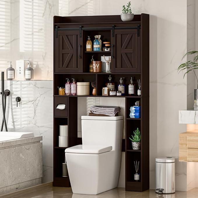 Over The Toilet Storage Cabinet, Farmhouse Toilet Cabinet Rack by Vabches
