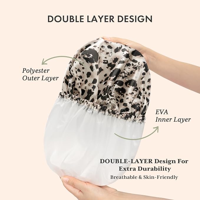 AmazerBath Shower Cap, Double Layers Hair Cap - Image 4
