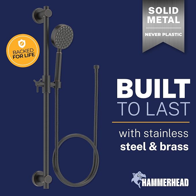 HammerHead Showers® SOLID METAL 27.5 Inch Shower Slide Bar Set and Handheld - Image 2