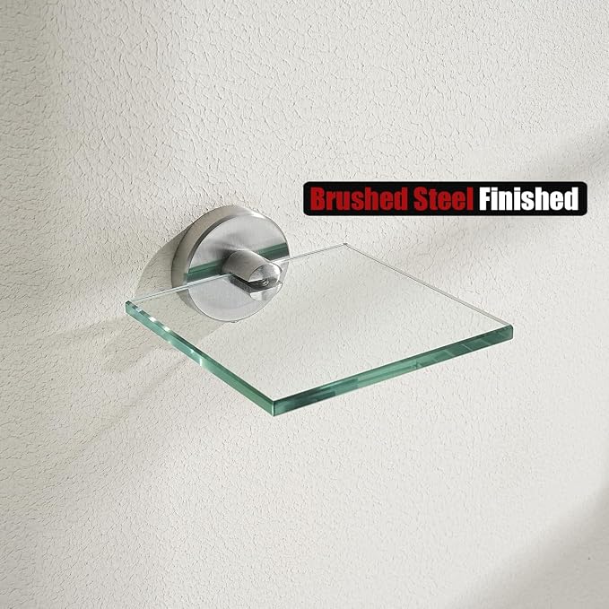 JQK Small Floating Glass Shelves Brushed, 4 Inch Display Ledges - Image 6