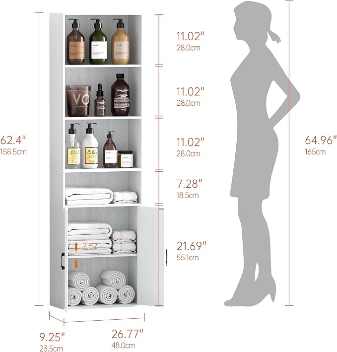 Tall Bathroom Storage Cabinet, Bathroom Floor Cabinet - Image 2