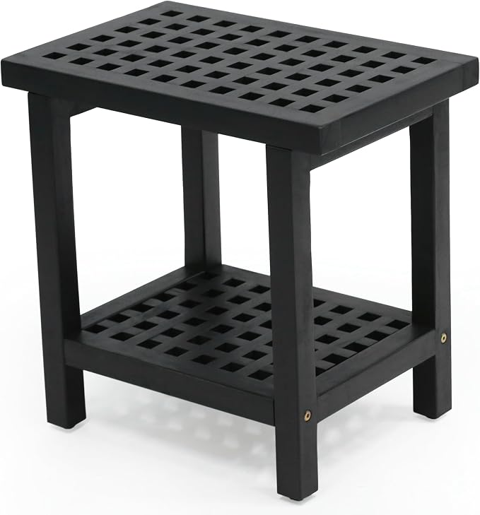 JONATHAN Y STL1003B Armin 18.1" Modern Classic Grid Slat Solid Acacia Wood by JONATHANY