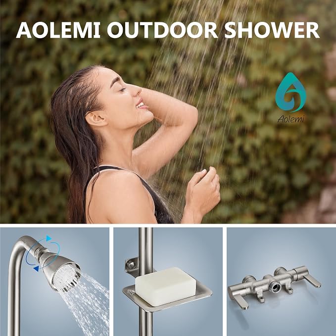 Aolemi Outdoor Shower Fixtures, Outdoor Shower Kit Faucet System 3 Inch Center - Image 2