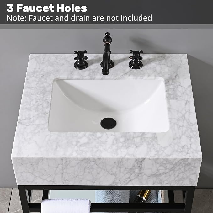 Gesipor Bathroom Carrara Marble Vanity - Image 3