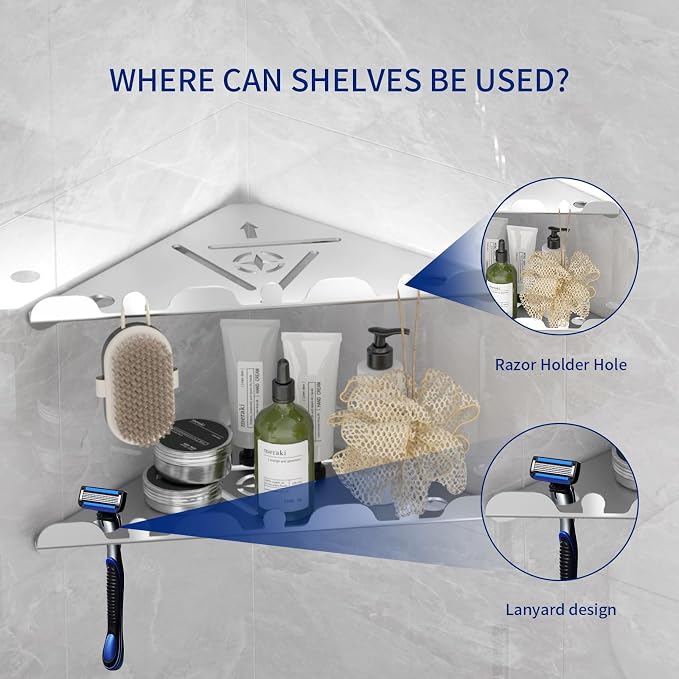 2 Pack Corner Shower Shelf, Heavy Duty Shower Caddy Organizer - Image 5