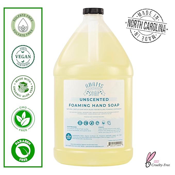 Adams Handmade Soap Thin Castile Foaming Liquid Hand Soap 1 Gallon Refill - Image 2