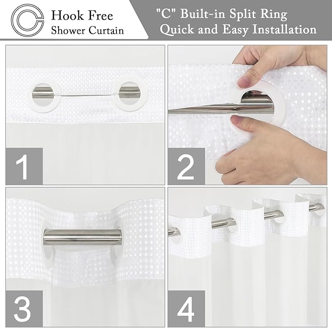Gibelle No Hook Waffle Weave Shower Curtain - Image 4