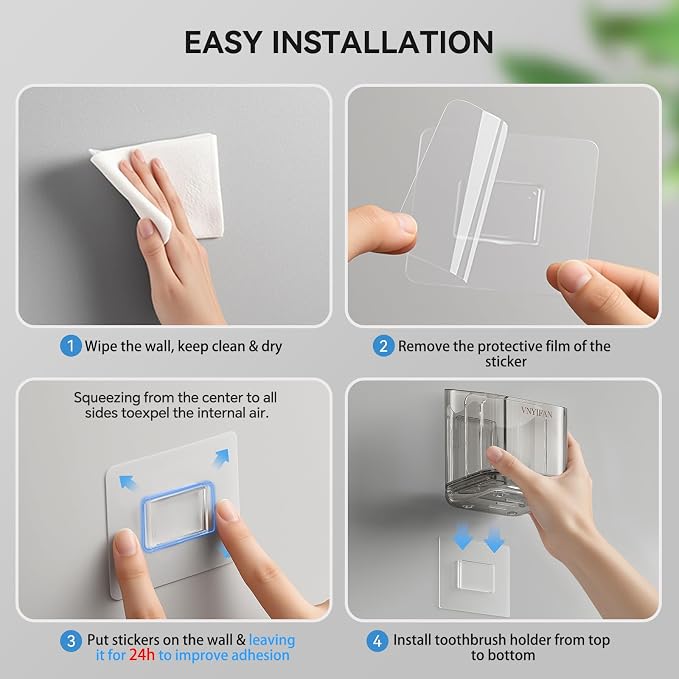Toothbrush Holders for Bathrooms, 3 Slots Detachable Electric Toothbrush Holder - Image 6