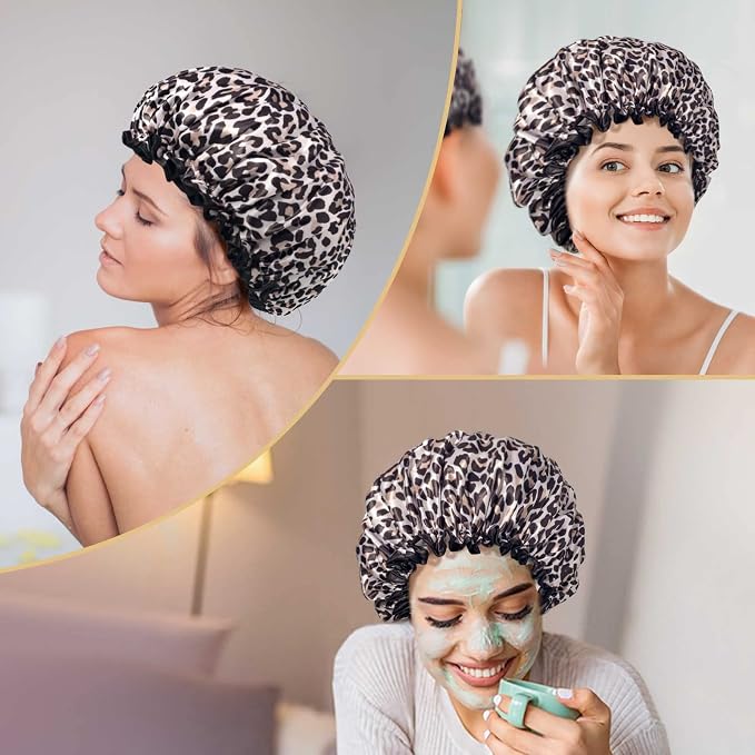 Aquior Shower Cap, Shower Cap for Women Reusable Waterproof, Large Bath Hair - Image 6