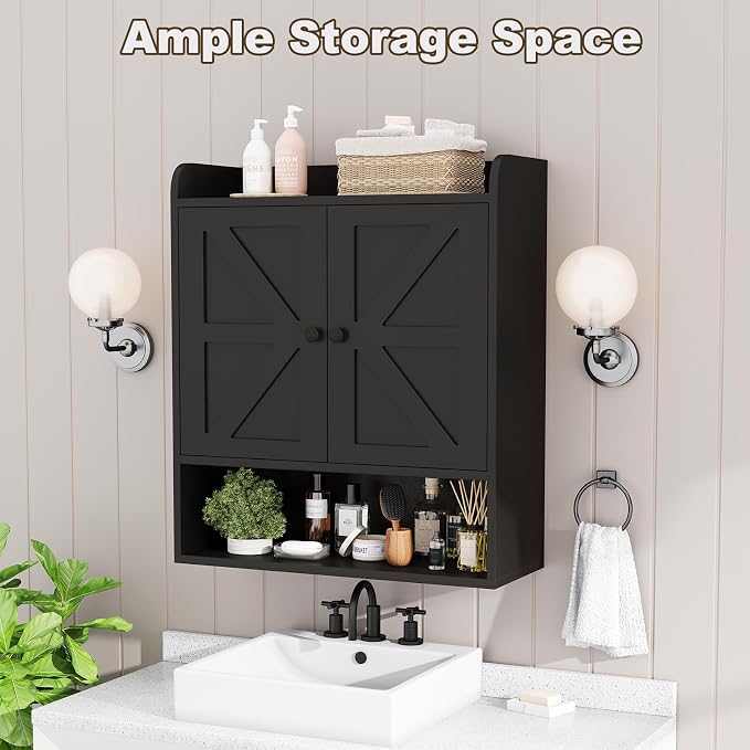 EasyCom 22" W x 26" H Bathroom Wall Cabinet, Farmhouse Medicine Cabinet - Image 5