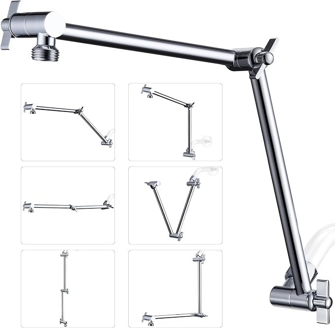 G-Promise 18 Inch Shower Head Extension Arm, Solid Brass Height & Angle by G-Promise