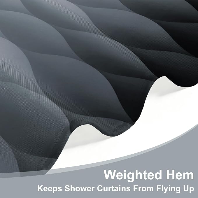 Grey Ombre Shower Curtain, Modern Geometric Shower Curtain Set, Washable - Image 5