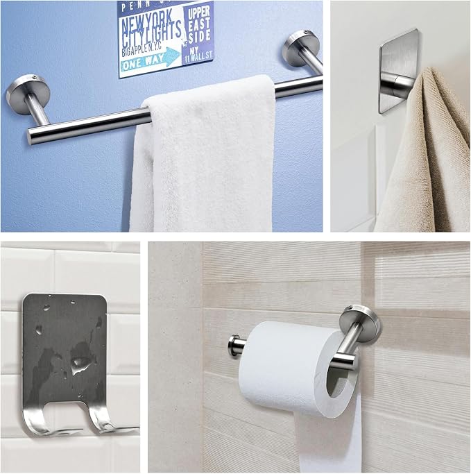 9 PCS Bathroom Hardware Set, Brushed Nickel Stainless Steel Bathroom Tower Rack - Image 4