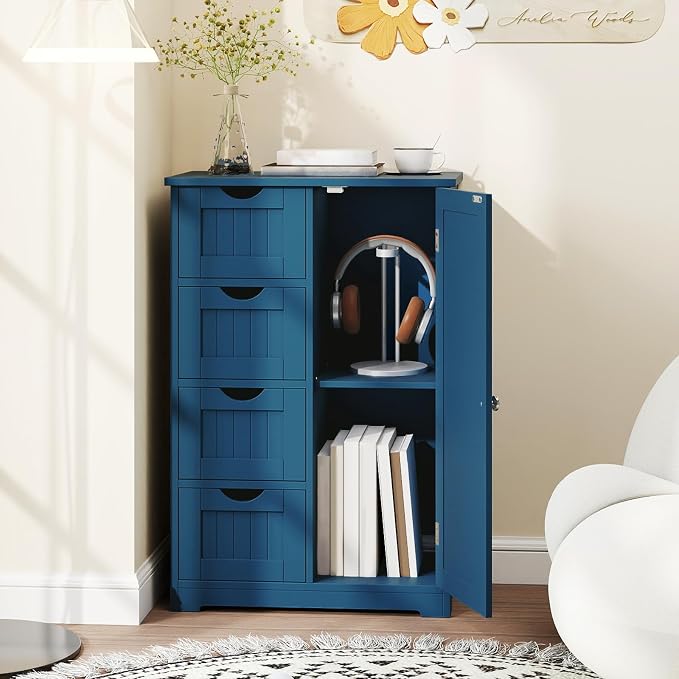 Tangkula Bathroom Floor Cabinet, Freestanding Storage Cabinet - Image 4