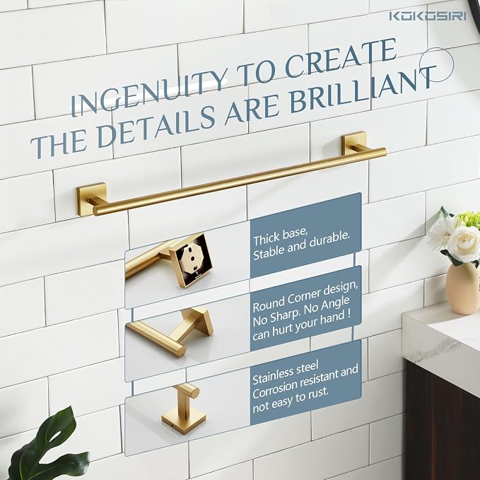 KOKOSIRI Towel Bar Bathroom Towel Holder - Image 6