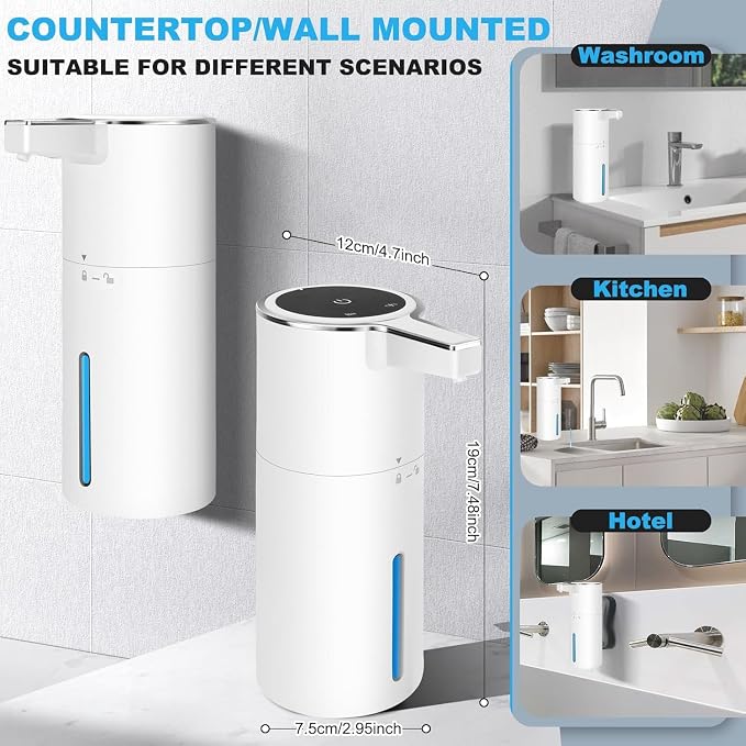 2 Pack Automatic Soap Dispenser: 13.52oz/400ml Wall Touchless Liquid - Image 6