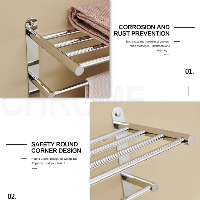 KOKOSIRI Storage Organizer Shelf Wall Mounted Double Towel bar - Image 4