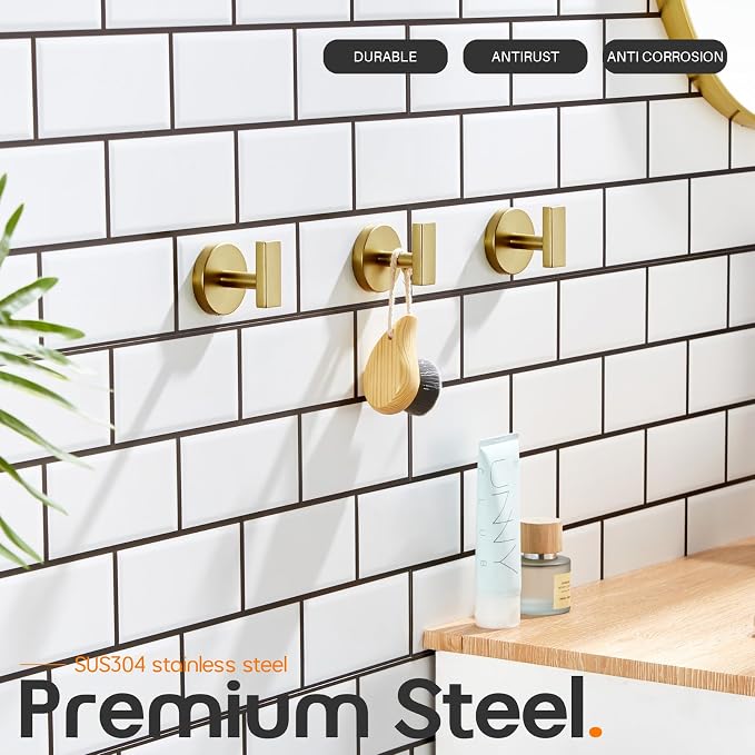 Robe Hook Bath Towel Hooks Stainless Steel Wall Hooks - Image 3