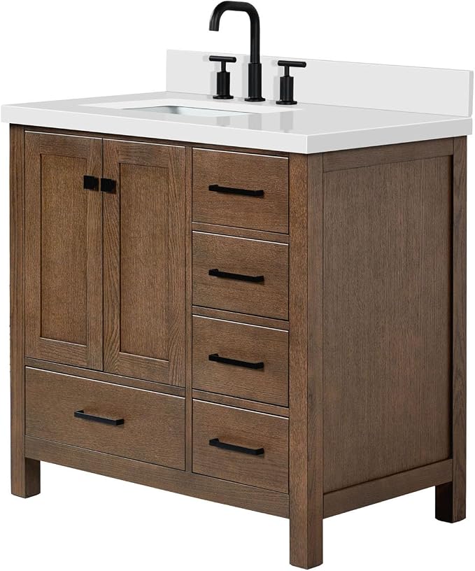 ARIEL Cambridge 37 Inch Single Rectangular Sink Bathroom Vanity - Image 4