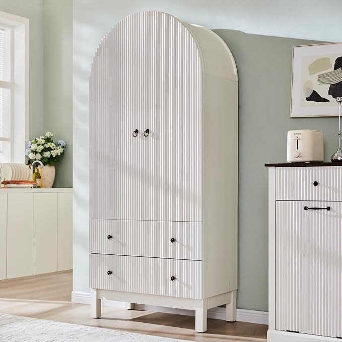 71" Tall Arched Bathroom Storage Cabinet, Modern Fluted Cabinet Storage - Image 7